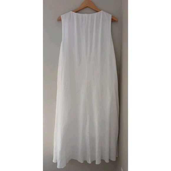 Chico's Embroidered Midi Dress Size 3 XL 16 White Sleeveless Gauzy Beach Coastal - Picture 6 of 10